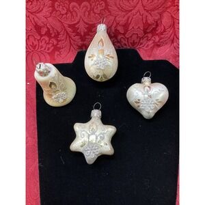 Vintage Hand Blown gold and silver candle/flower design ornaments X 4 W. Germany